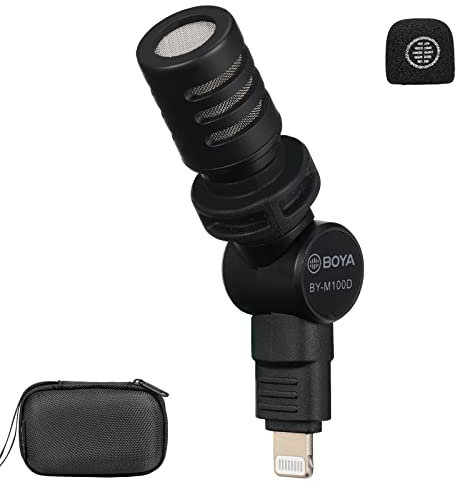BOYA BY-M100D Mini Microfono Plug & Play Microfono Omnidirezionale a Condensatore per iPhone 14/14 Pro/13/iPad/IOS con Lightning Certificato MFi per Vlog YouTube Registrazione Video