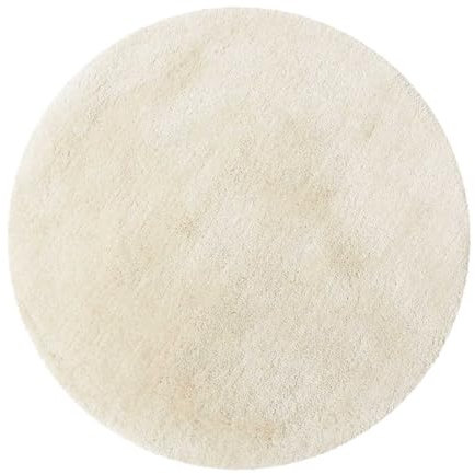 Homie Living Badteppich, Badematte kuscheliger Flauschiger weicher Flor l rutschfest und Waschbar Porto Azzurro (90 cm rund, Beige)