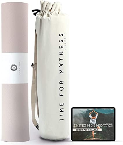 aGreenie Yogamatte rutschfest schadstofffrei 6mm Powder Coral / 183x68cm Yoga Matte breiter aus hochwertigem TPE/antiallergene Yogamatten inkl. Yogamatte Tasche & E-Book/Yoga Set