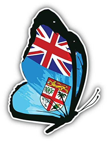 10cm! Klebe-Folie Wetterfest Made-IN-Germany Fiji Flag Flagge Fahne Wappen Butterfly Schmetterling G2447 UV&Waschanlagenfest Auto-Aufkleber Sticker Decal