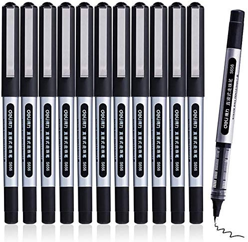 KANOSON Kugelschreiber Schwarz Set,12 Stück Gel Stifte Tintenschreiber Gel Kugelschreiber, 0,5mm Gelschreiber für Schreiben Skizzieren Zeichnen Färben Büromaterial