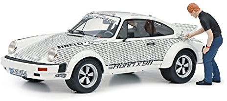 Schuco Porsche 911 Röhrl x911, mit Figur, Modellauto, Maßstab 1:18, Limited Edition 911, Resin, weiß