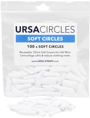 URSA Soft Circles Mic Tape: wiederverwendbare Lav-Mikrofonband-weiche Abdeckungen, Windschutz und Tarnung für Lavalier-Mikrofone, 100 x weiche Lavalier-Tape-Kreise, Mikrofonband, Weiß