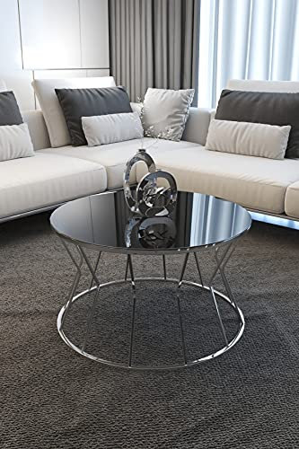 xuejuanshop Endtabellen Mitte Tisch Sanduhr Modern Couchtisch Big Couchtisch Silber Bein Glasplatte Endtische Beistelltisch für kleine Räume