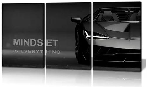 KAWAHONE Motivierendes Mindset Auto-Wandkunst, Erfolgsmeindset is Everything Zitate Poster positive Bestätigung, Wanddekoration, inspirierendes Leinwandbild, Wandbehang, Arbeitsplatz, Schlafzimmer