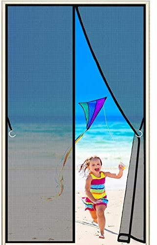 Zanzariera Magnetica, personalizzabile, 165x225cm, Chiusura Automatica Zanzariera Porta Finestra Animali Domestici, Colla per Porte Casa Camera da Letto, Nero