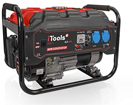 iTools Gruppo elettrogeno 2.5KVA 2500W Max Motore 4Tempo Benzina Autonomia 13h 6.5 CV 196 cm³ Protezione AVR VITO