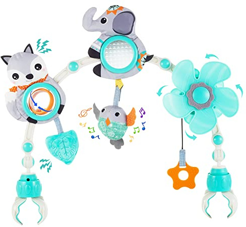 Lynncare Adjustable Arch Bassinet Toys for Infant & Toddlers, Stroller Arch, Baby Crib Toys with Fascinating Hanging for Stimulating Baby’s Senses and Developing Motor Skills