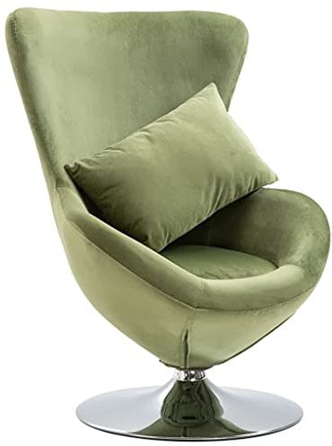 vidaXL Drehstuhl in Ei-Form mit Kissen Hellgrüner Samt
