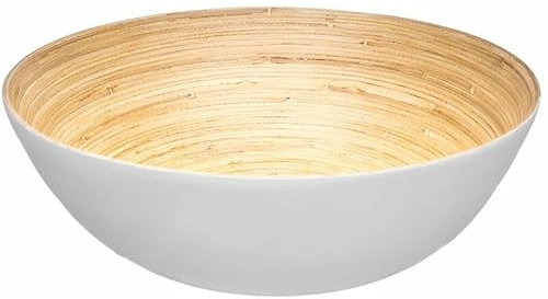Saladier en bambou Ø 28 cm Naturel et Blanc