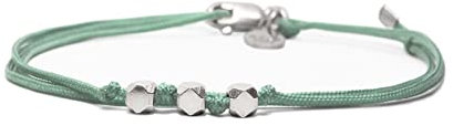 Nato Cuff - 925 Sterling Silber Doppelt gewickeltes Nylonarmband - handgefertigt in Frankreich - verstellbar - Herren und Damenschmuck (Grün)
