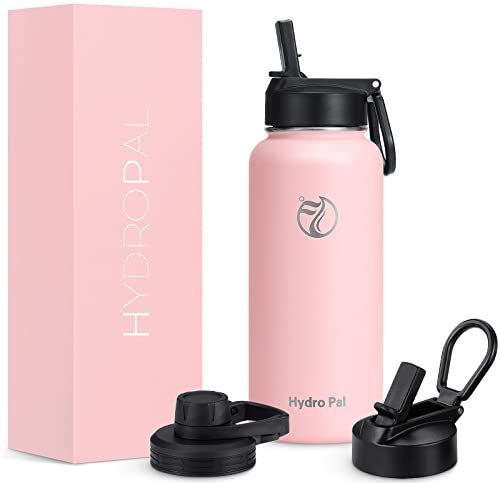 HydroPal Vacuum Insulated Stainless Steel Water Bottle, 1200ml/1000ml/750ml- 2 Lids (Straw Lid and Spout Lid), 2 Straws Water Bottle for 12 Hours Hot & 24 Hours Cold Drinks, Great for Work, Travel