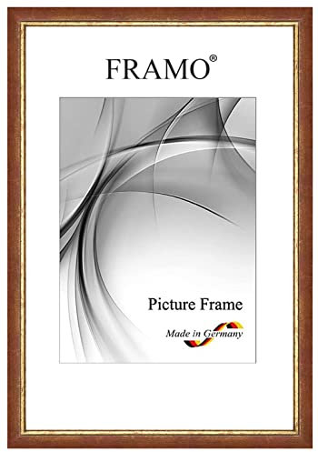 FRAMO Barock Bilderrahmen 50 x 70 cm aus Massivholz | Rot Gold | Farbe/Größe wählbar | Retro Vintage Antik Rahmen N°066