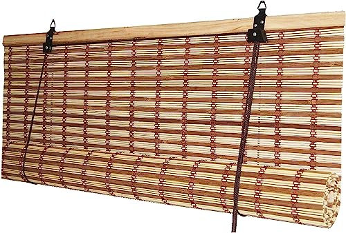 Tapparella Avvolgibile in bamboo a rullo | In listelli di bambù | Tenda da sole oscurante | 100x160-120X250-150x300-200X300 cm (120x250 cm, Marrone Chiaro)