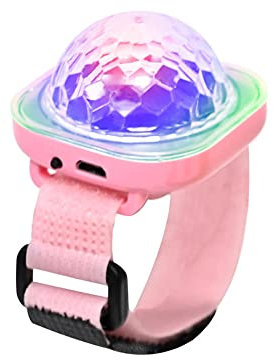 Lancoon Disco Ball Light, Wearable Mini Portable LED Lamp Night Strobe Watch Bracelet USB Charging Voice Controlled with Suction Cup for Kid Party Car Dancing DJ Club(Pink)