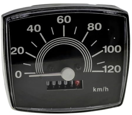 2EXTREME Tachometer kompatibel mit Vespa V50 schwarz mit KM Zähler 120 km/h schwarz Tacho