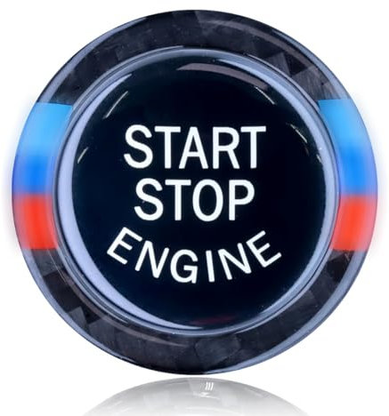 Sports Start Stop Motorstartknopf start stop Abdeckung Zündschalter Druckknopf Cover für BMW E90 E60 E70 3 5 X5 X6 Series (Schwarz)