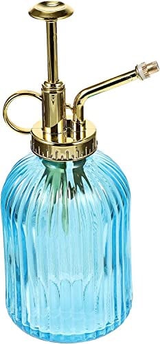 Glass Plant Mister Spray Bottle,7.5inch Tall Vintage Plant Spritzer Watering Can, Succulent Watering Bottle with Top Pump, Plant Sprayer Mister for Indoor Outdoor House Plant (Blue)