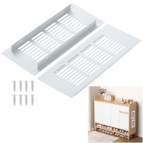 TsunNee 6PCS Air Vent Grilles Cover, 200 x 80mm Aluminum Alloy Kitchen Plinth Vent Grilles, Internal Vent Cover Ventilation Grilles, Ventilation Cover for Cabinet Wardrobe Cupboard, Silver