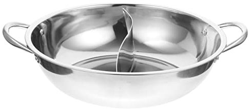 SHOWERORO Pentola in acciaio inox mandarino pentola per pasta con coperchio Pentola calda con divisore Doppia padella Hotpot Pot Gas Hotpot Pot con divisore Split Due Sapori Hot Pot Base 28c