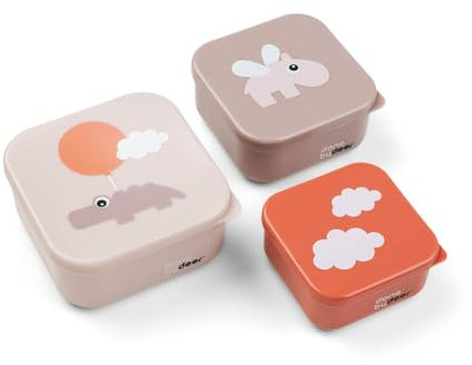 Done by Deer Snackbox-Set 3-er Pack Happy clouds Rosa - Praktischen Snackboxen in drei verschiedenen Größen - Box: 100% PP, Deckel: 100% PE in Lebensmittelqualität