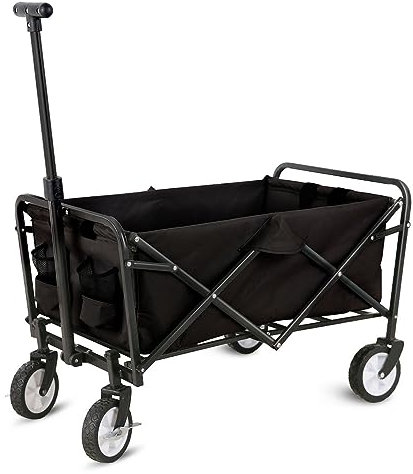 Faltbarer Bollerwagen, schwarz, Einkaufswagen, Gartenwagen Transportwagen bis 80 kg