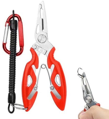QEEROYO Pinza Pesca, Pinze da Pesca, Forbici da Pesca, Attrezzatura Pesca, Multi-Funzione Pinze da Pesca, Attrezzatura da Pesca, Acciaio Inox Rimuovere Gancio Strumento, con Cordino