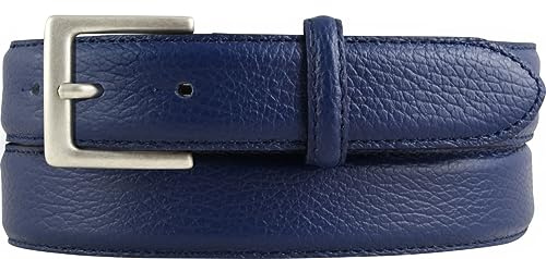BELTINGER Italienischer Chino-Gürtel, 30 mm breit, Herren, Anzuggürtel, Hosengürtel, strukturiertes Leder, Schließe Altsilber