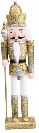 Generic Schiaccianoci di Natale Schiaccianoci in legno Schiaccianoci Soldato Figura Decor, Figure di Schiaccianoci di Natale per la casa, oro