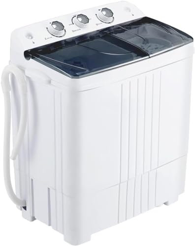 Lavatrice Compatta Semiautomatica 4.5Kg con Centrifuga Integrata - Ideale per Campeggio e Viaggi, Carica Alto, Design Slim, 72,5x63x38cm, 400W, Risparmio Energetico