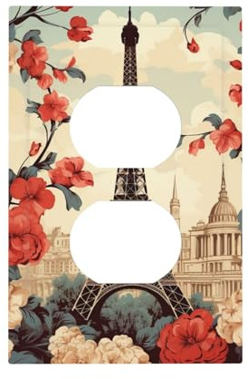 Parigi Vintage Floreale Placca di Copertura Placca Interruttore 1-Gang Duplex Presa Elettrica Presa Elettrica Placca Placca Interruttore Luce Coperture per Cucina Camera da Letto