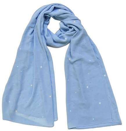 Lina & Lily Sparkle Rhinestones Women's Chiffon Scarf Shawl Head Wrap Hijab Sheer Lightweight