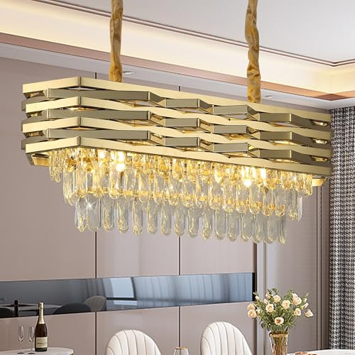 Schindora Gold Kristall Pendelleuchte Esstisch Moderner HäNgelampe Wohnzimmer L80Cm Esszimmer Kronleuchter ÜBer Tisch Oval Pendelleuchten Pendelleuchte FüR KüCheninsel