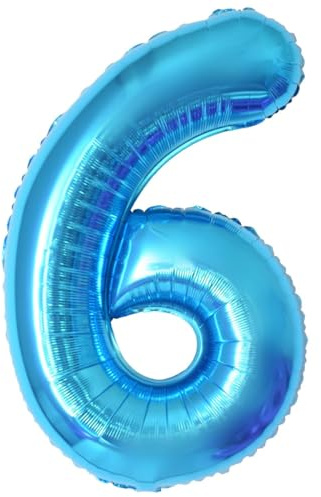 Geburtstag zahlen luftballon 6 jahre | Blau Folienballon 6 XXL -Riesen Folienballon in 40 - 101cm Geburtstagsdeko - Ballon Zahl Deko zum Geburtstag .Fliegt mit Helium