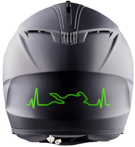 Finest Folia Aufkleber Herzschlag Bike 2 Stück je 12,2x3cm Sticker für Motorrad Auto Motorradhelm Motorradaufkleber Kfz Zubehör selbstklebend K158 (Neon Grün)