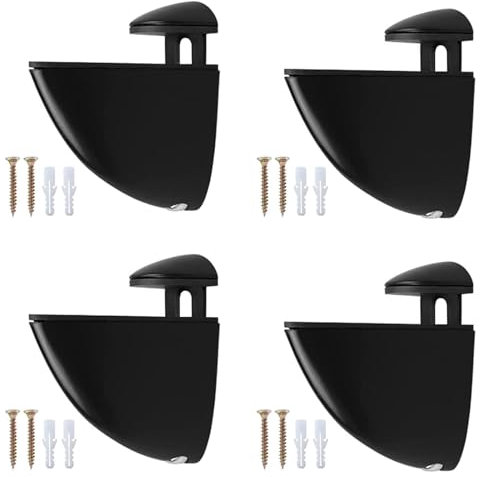 ANBOO 4 soportes ajustables para estante de cristal, aleación de zinc, soporte de cristal, para estantes ajustables de 2 a 23 mm, color negro