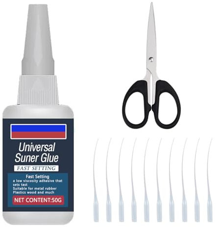 50G Sekundenkleber Extra Stark,Sekundenkleber Gel Universal,Porzellankleber, Anti-Trocknungsspitze, Hitzebeständiger Keramikkleber,Super Glue für Kunststoff/Glas/Holz/Stein/Metall/Schuhsohle,1 Schere