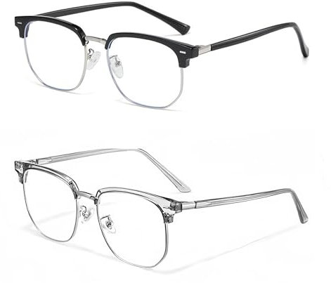 QINCAWIN Blue Light Blocking Glasses - 2PCS Fashion Gaming Glasses with Blue Light Filter, Anti Glare & Headache Relief