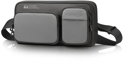 hk Brusttasche Herren & Damen Kompatibel mit Switch, Stilvolle Umhängetaschen Wasserdicht Schultertasche Klein, Crossbody Sling Bag mit 10 Spielkartenfächern duffelbag, Dunkelgrau
