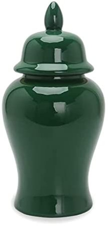 Boîte de céramique, boîte de gingembre Pot de style – Pot de gingembre en céramique moderne, vase vert, pot de temple en porcelaine chinoise avec couvercle, grand pot décoratif oriental for centre de