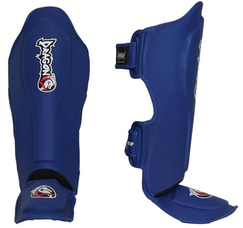 DRAGON DO Muay Thai, Kickboxen und MMA Schienbeinschoner für Männer, Frauen mit perfektem Sitz und idealer Polsterung und für weitere Kampfsportarten 40721 (Blau, L/XL)