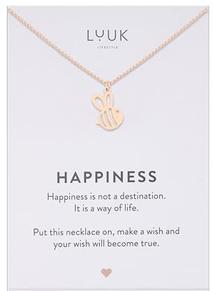 LUUK LIFESTYLE Collier délicat avec pendentif en acier inoxydable étanche, cadeau pour femme, design de bijou moderne, abeille, or rose