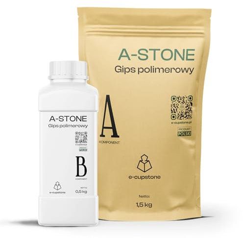 E-Cupstone Zweikomponentiger Polymergips A-STONE - Robuster UV-beständiger Gießgips - Powder-Kunstharz mit - Hochwertige Alternative zu Epoxidharz - Kunstwerke - Gießharz - 2kg