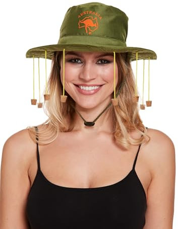 MISSHASHTAG® Western-Cowboyhut für Herren und Damen, Texanischer Cowgirl, Gunslinger-Kappe, Kostümparty, Zubehör, Einheitsgröße (australischer Korkhut, Einheitsgröße)