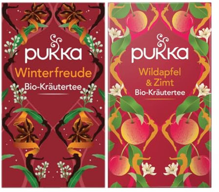 Pukka - Bio-Kräutertee Winterzeit - Tee Mix - 40 Teebeutel (20 x Winterfreude, 20 x Wildapfel & Zimt)