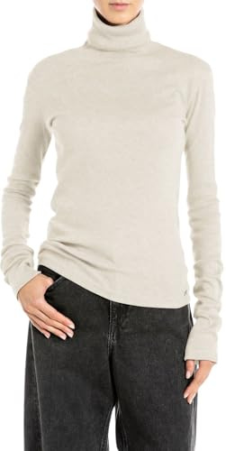 Replay Damen Pullover mit Rollkragen, Winter White 300 (Weiß), S