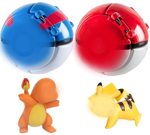 NEUNEL 2 Spielzeug Ball + 2 Mini Figuren, Ball mit Actionfiguren Spielzeugset, Bälle zum Werfen für Kinder, Geschenke für Jungen und Mädchen