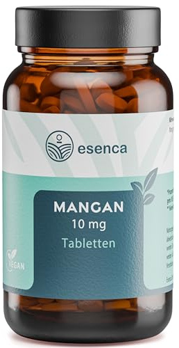 Esenca Mangan 10 mg – 365 Tabletten für 1 Jahr – hochdosiert & ohne unerwünschte Zusätze – vegan & nachhaltig – aus Deutschland