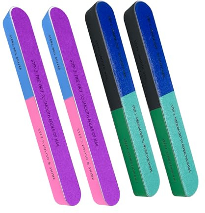 BUOKSLLY 4-Stück Professionelles Nagelfeilen Set, 7 Seiten Polierfeile | Nagel Buffer für Naturnägel, Polierfeile Fingernägel, Vielseitige Anwendung für Nägel