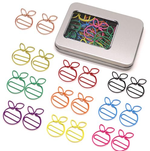 NELJIBEHU 50 Stück orange Büroklammern – Bürobedarf, Geschenke für Orangenliebhaber